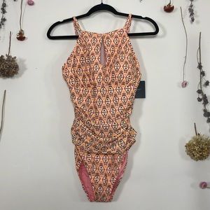 NWT Ellen Tracy Halter Key Hole One Piece Swimsuit